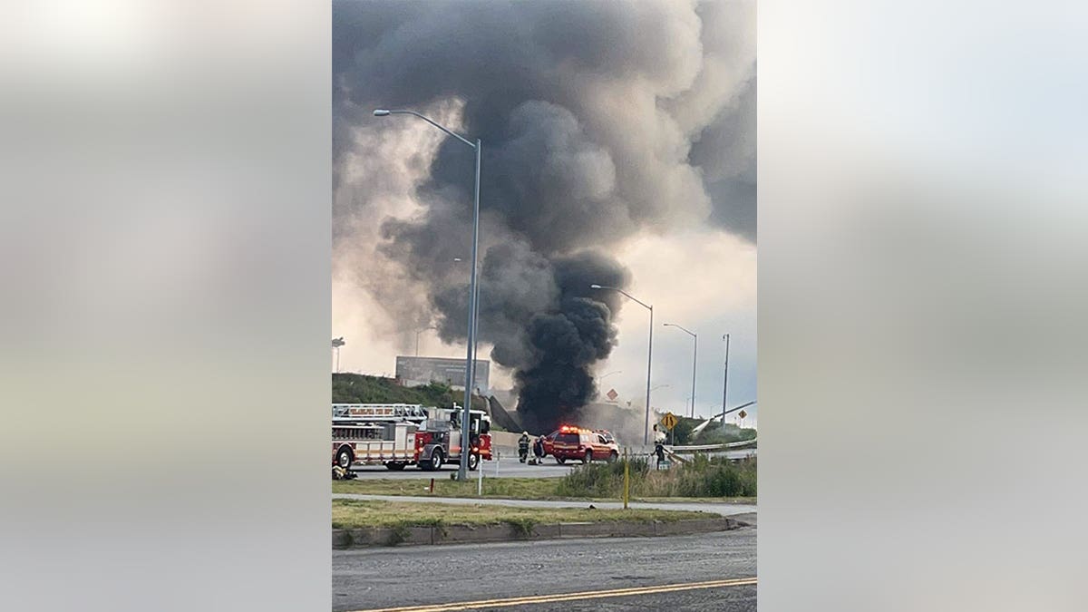 First responders attending to a fire.