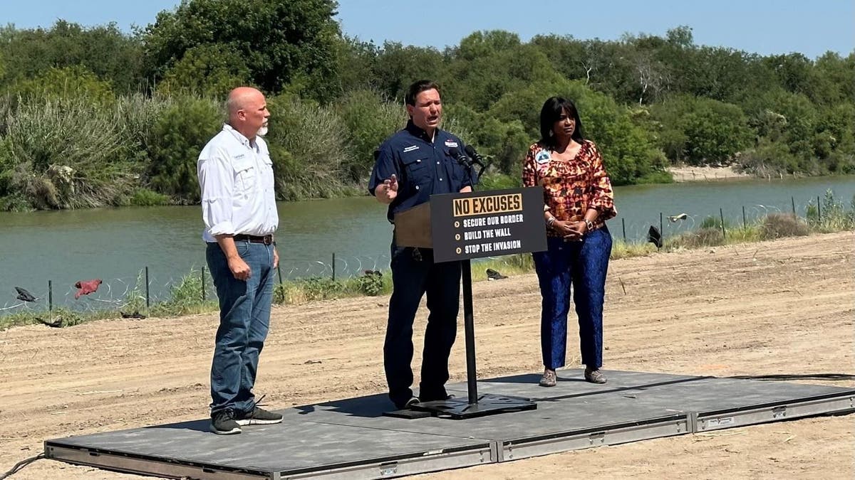 Ron DeSantis along the U.S.-Mexico border in Eagle Pass, Texas