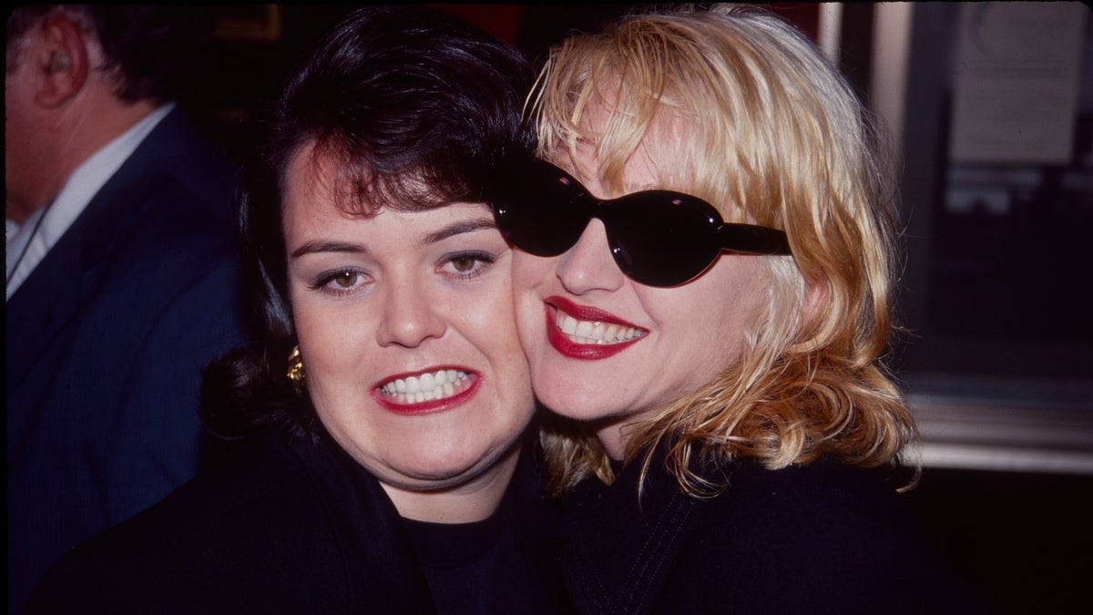Rosie O'Donnell and Madonna at the premiere of "A League of Their Own"