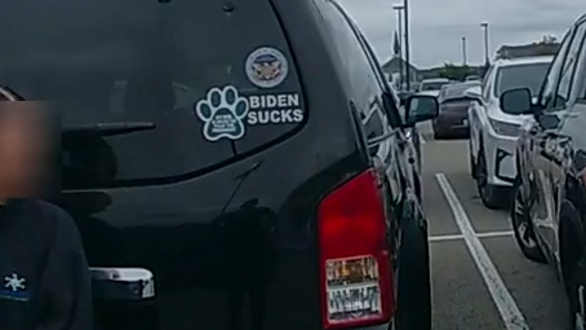 "Biden sucks" bumper sticker on a Rhode Island car