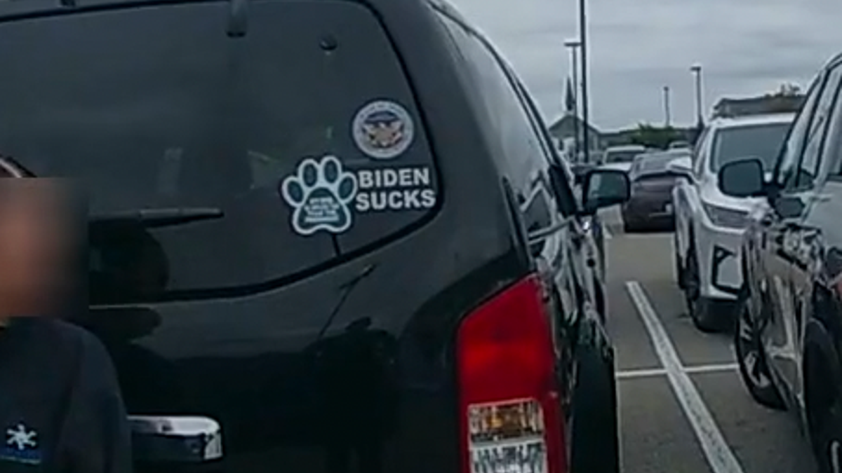 "Biden sucks" bumper sticker on a Rhode Island car