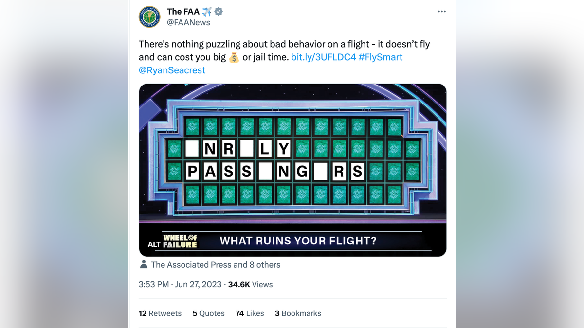 FAA tweet about passengers