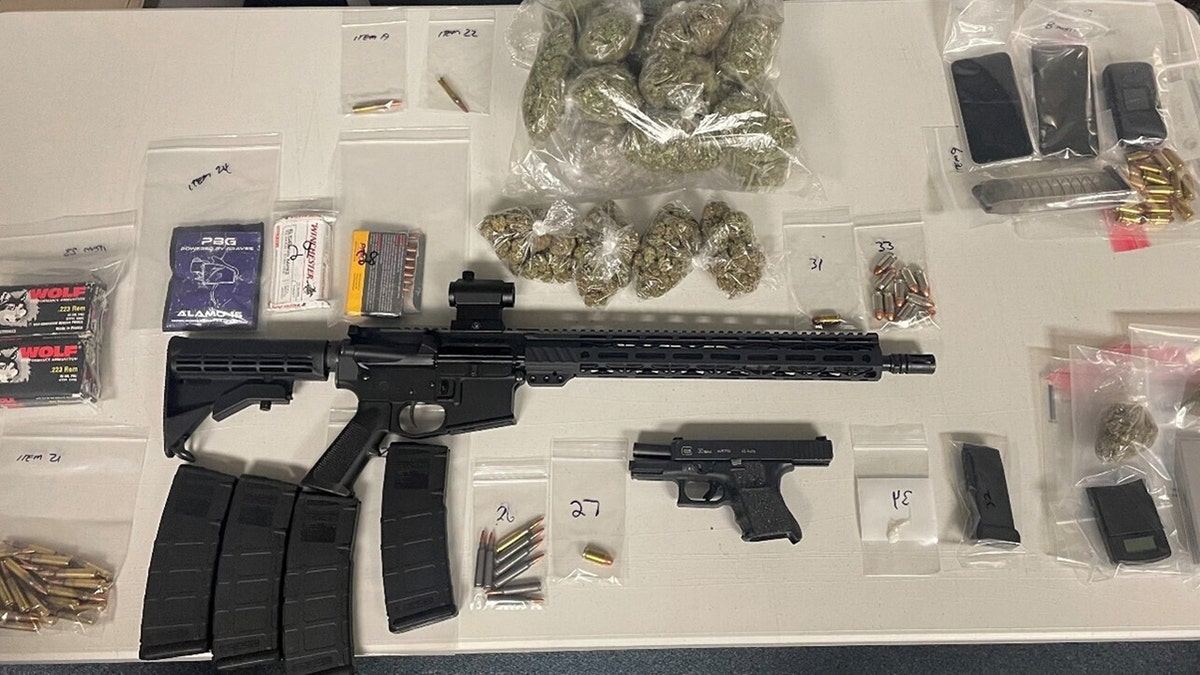 Seized guns, ammunition and drugs