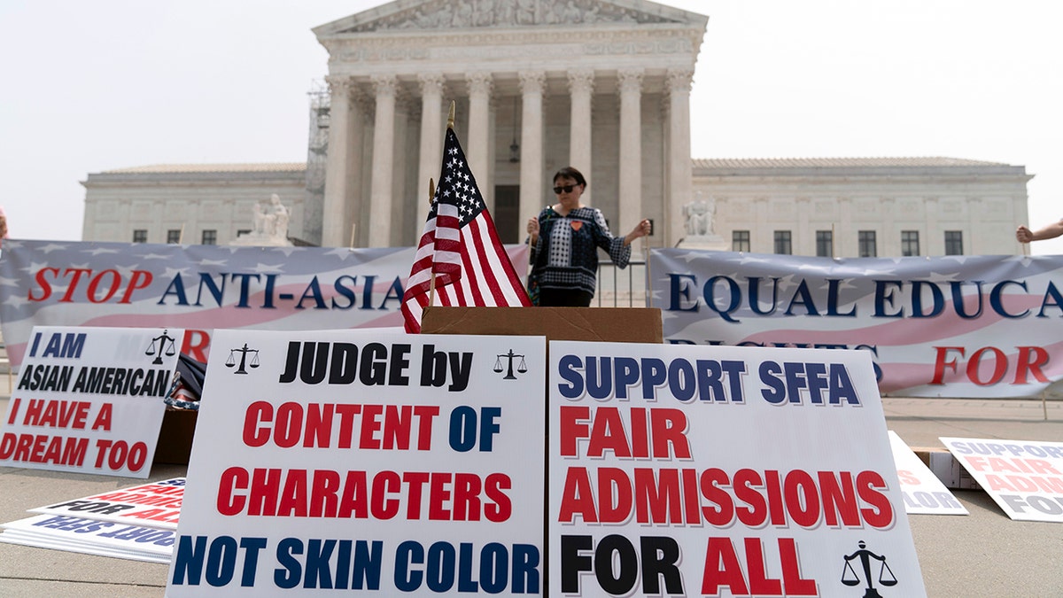 Supreme Court protester as affirmative action ruling comes out