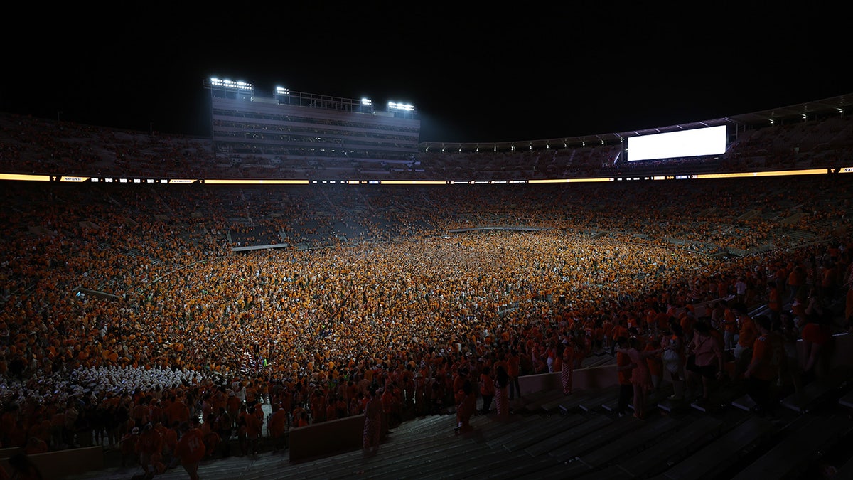 Tennessee Volunteers fans rush the field