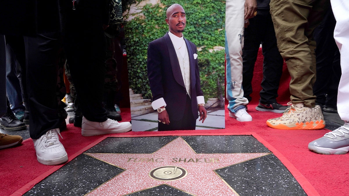 Tupac's picture and star on Hollywood Walk of Fame