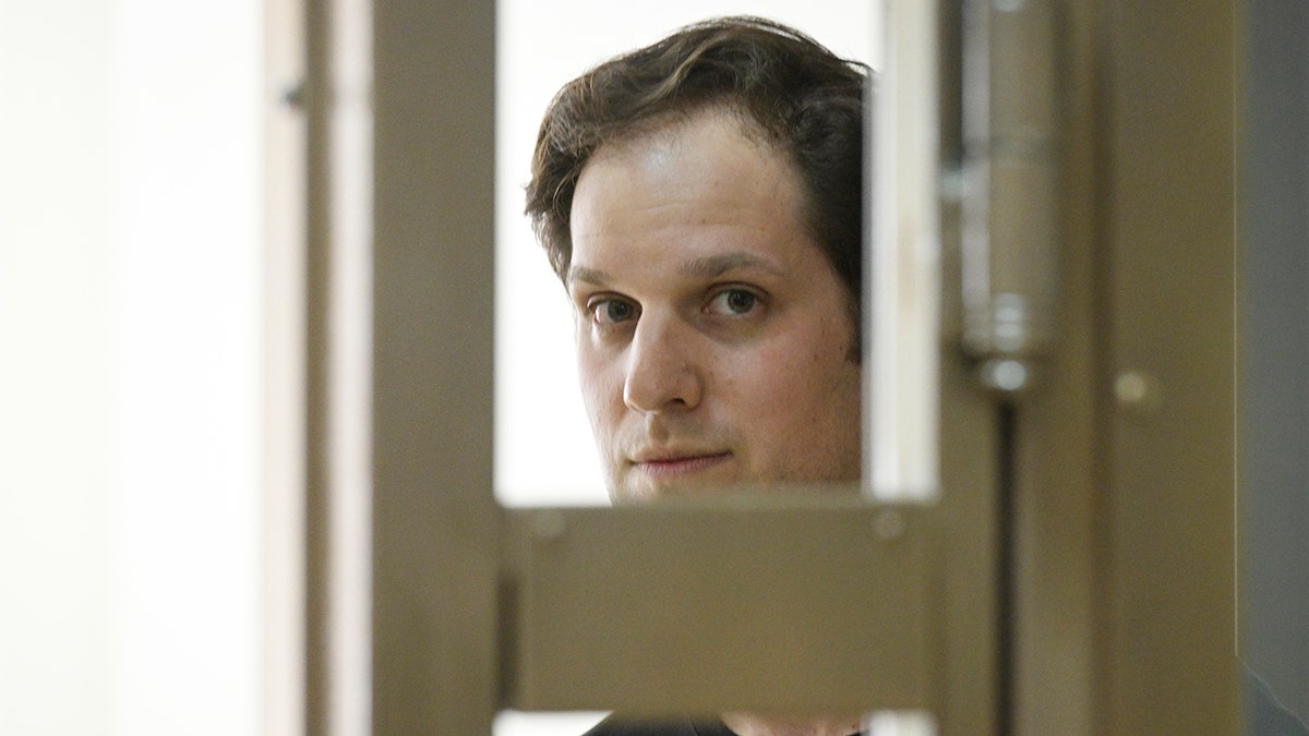 Wall Street Journal reporter Evan Gershkovich in a Russian court