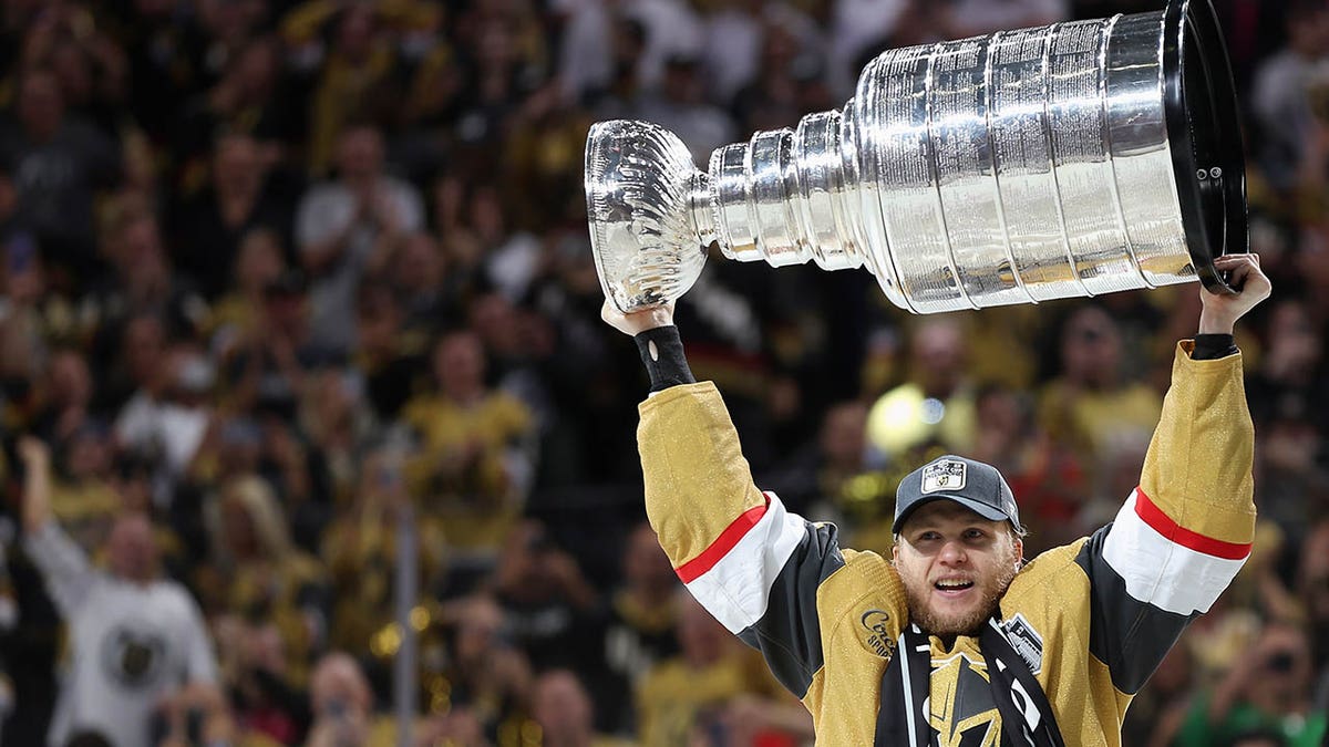 William Karlsson holds the Cup