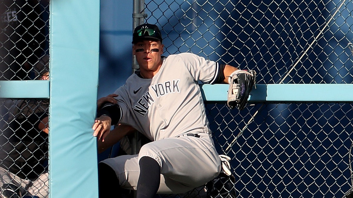 Aaron Judge in wall at Dodger Stadium