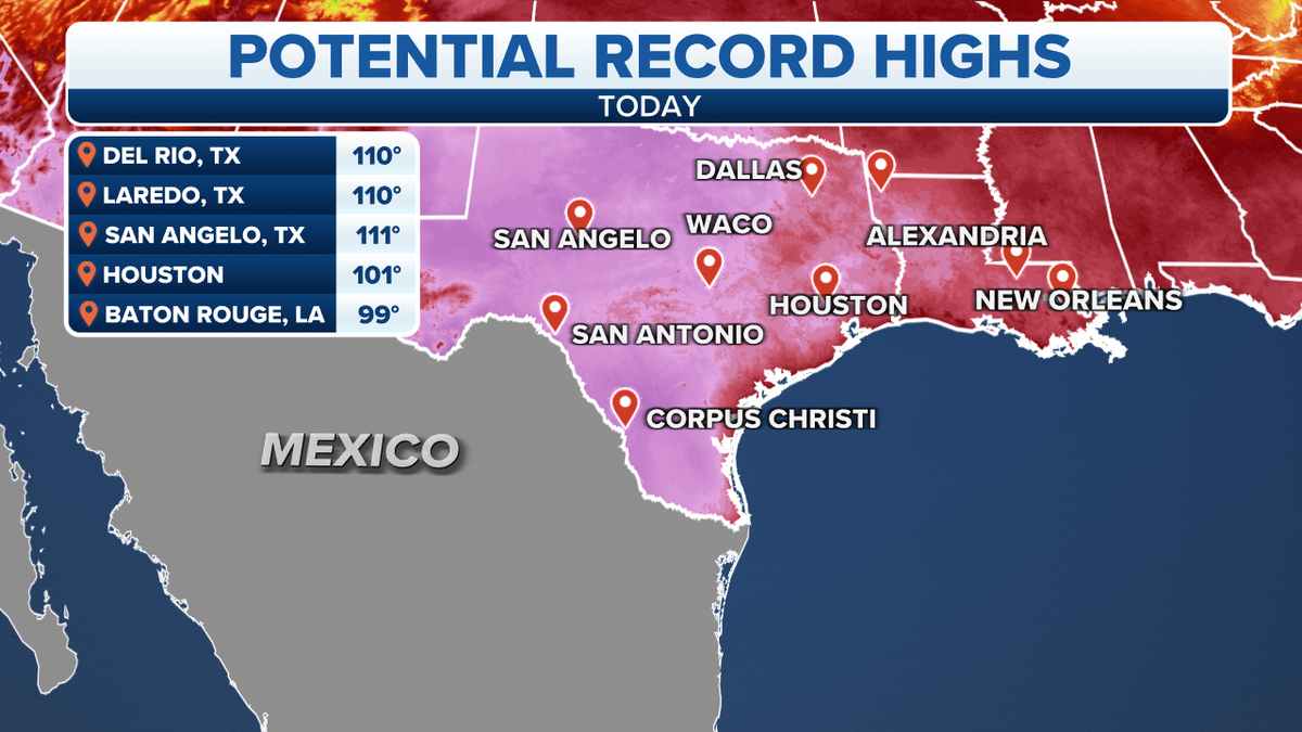 A map of potential record highs