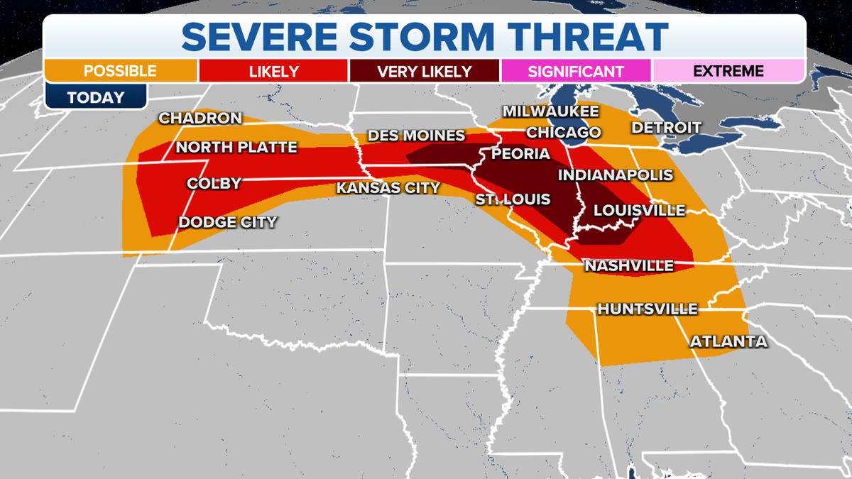 Severe storms across midwest