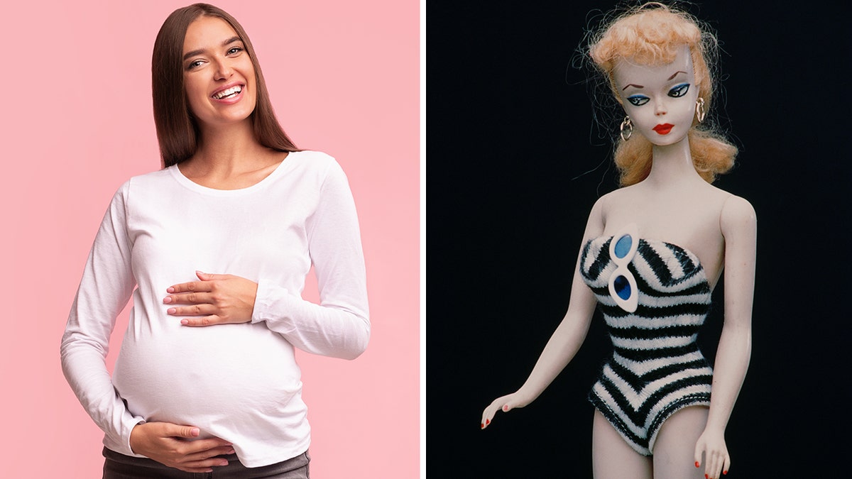 barbie doll and pregnant woman