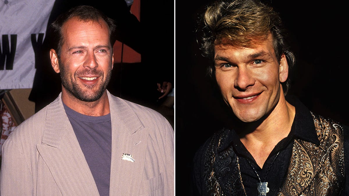 A split image of Bruce Willis and Patrick Swayze