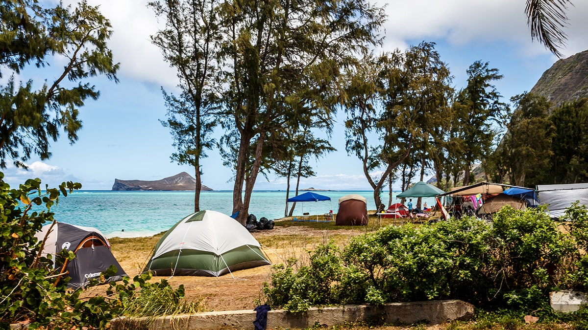 Campground on a beach