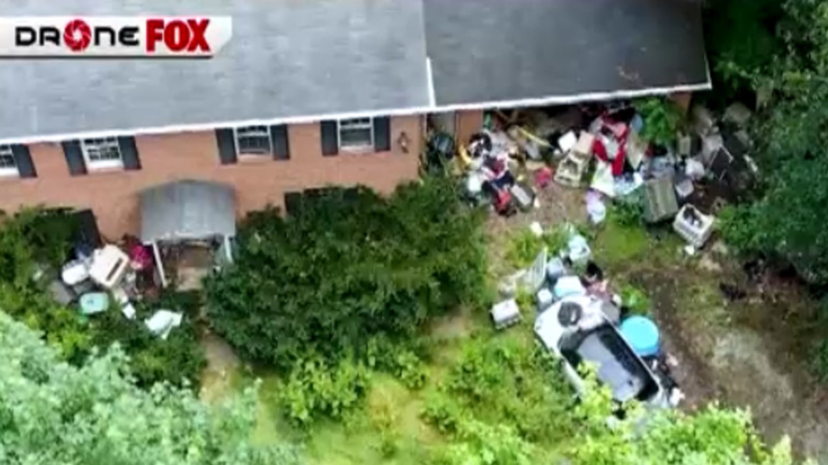 Crates outside Barbara Wible's home