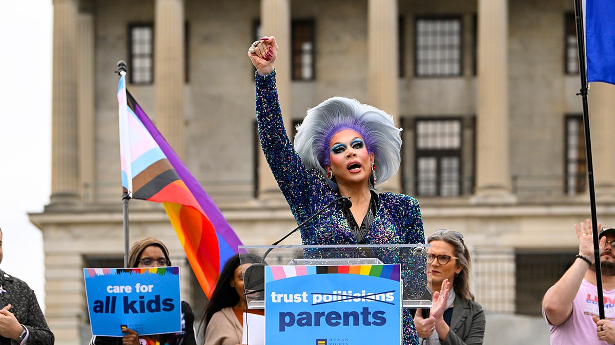 Drag queen at a rally