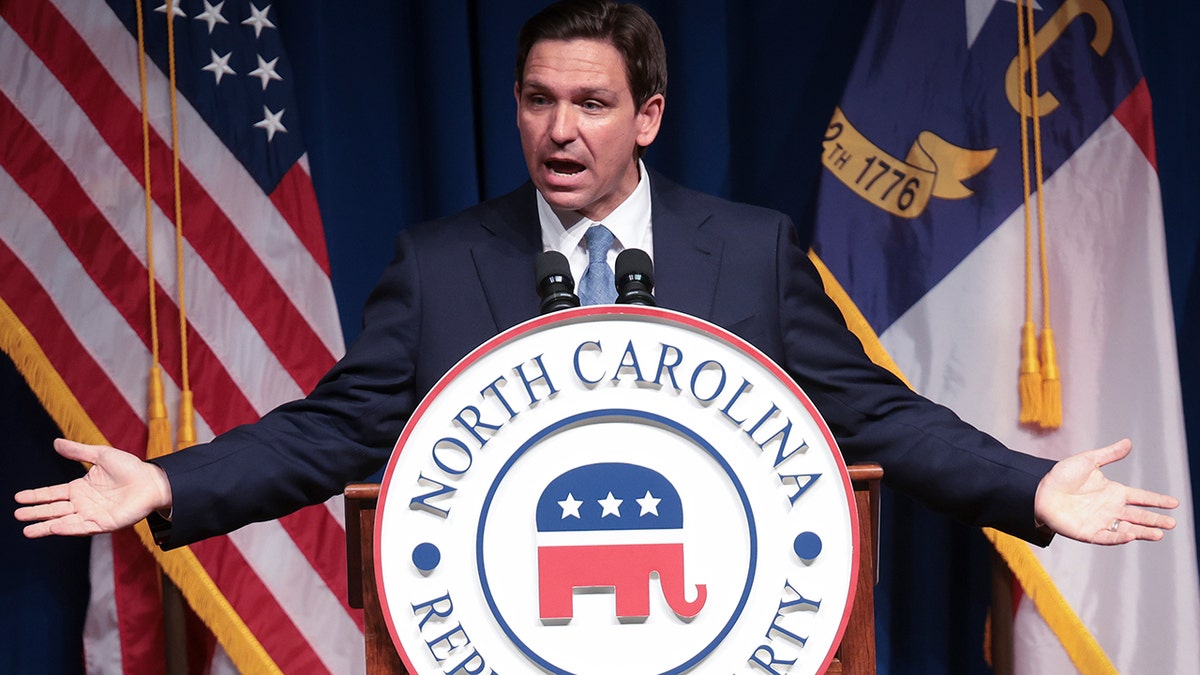 Florida Gov. Ron DeSantis speaks at the North Carolina GOP Old North State Dinner