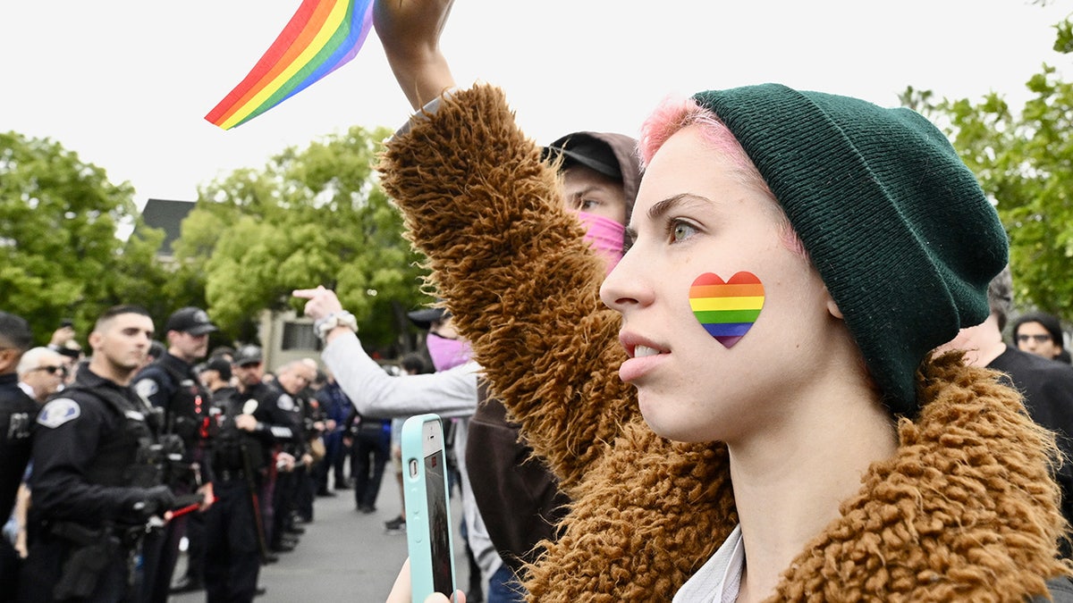 A pro-LGBTQ+ protester
