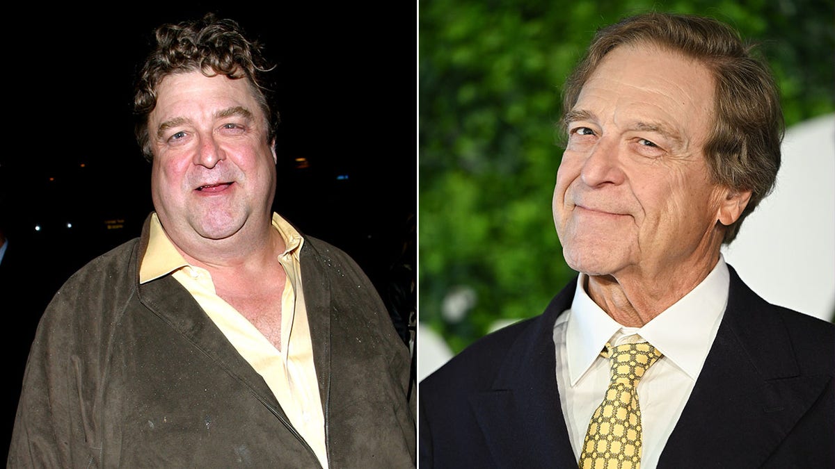 A split image of John Goodman in 2002 and now.