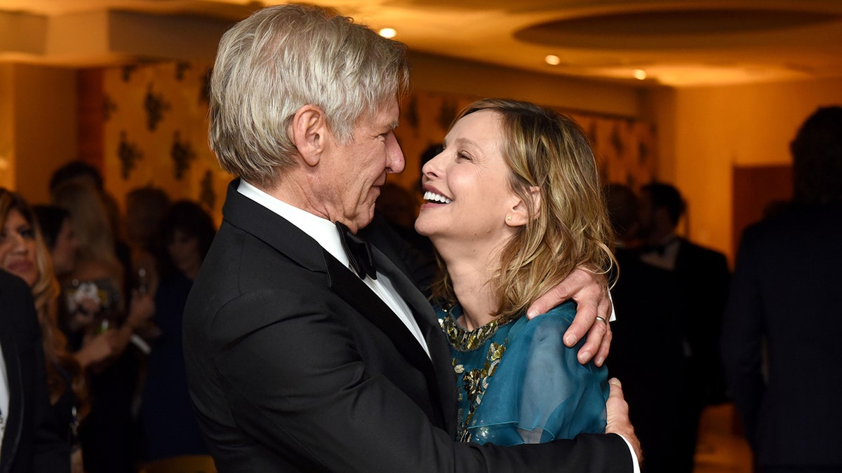 Harrison Ford e Calista Flockhart na festa pós-Globo de Ouro da HBO