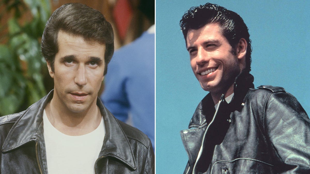 Un'immagine divisa di Henry Winkler e John Travolta