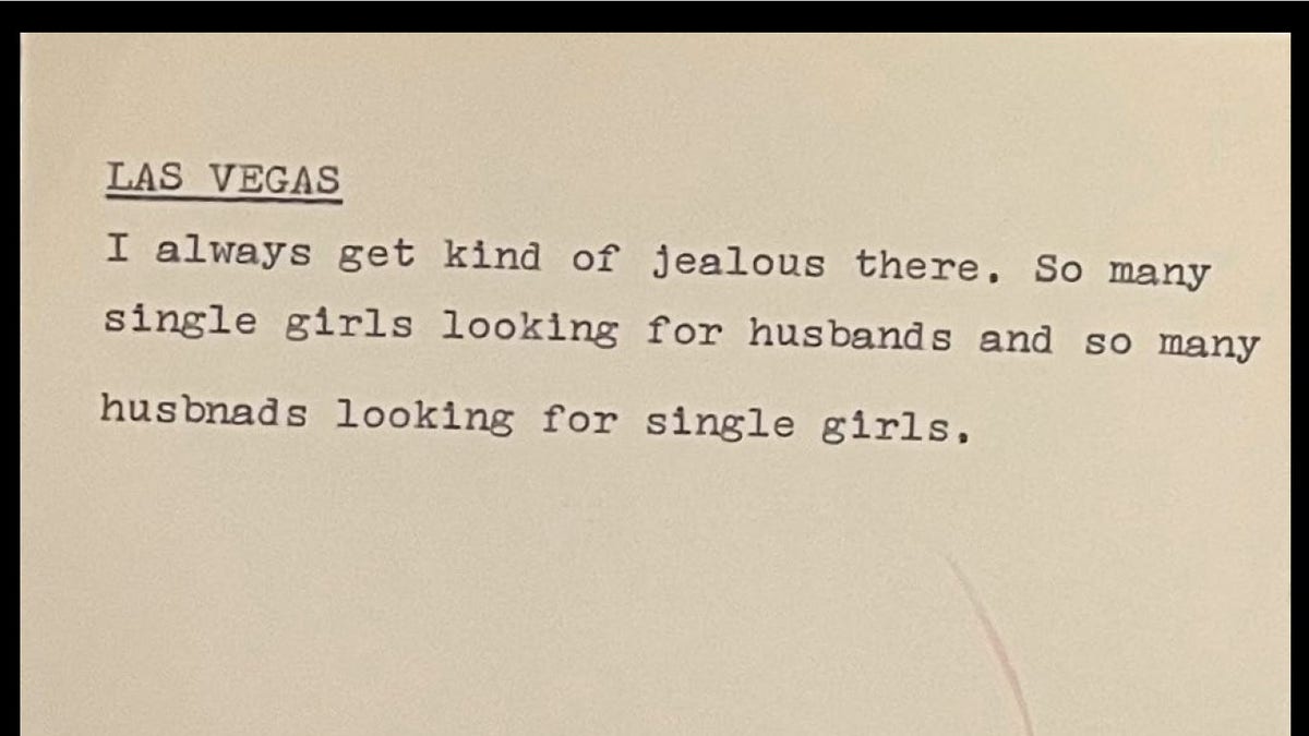 A joke by Joan Rivers written on a card.