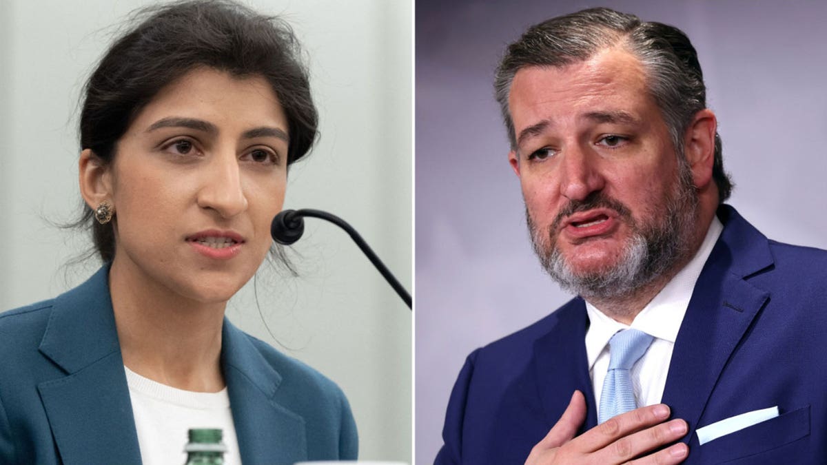Lina Khan, FTC chair, left; right, Sen.Ted Cruz