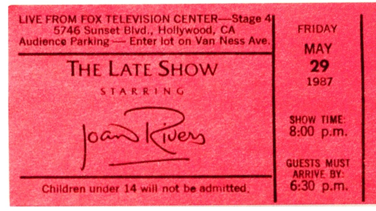 A ticket to Joan Rivers' late night talk show.