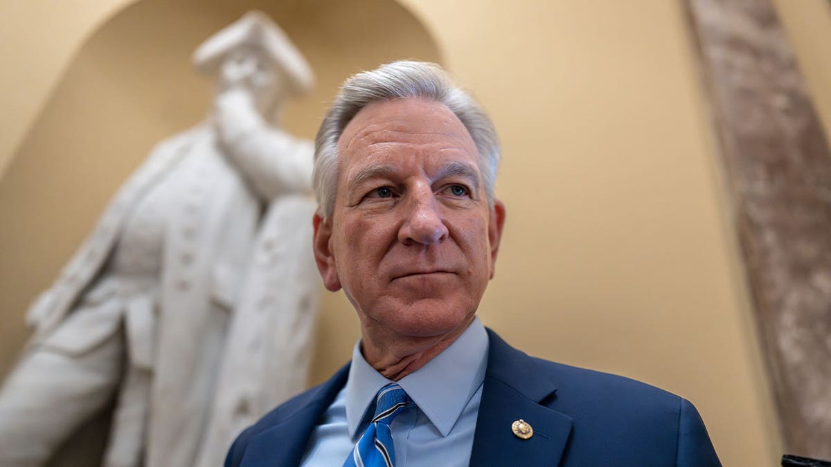 Sen. Tommy Tuberville is seen at the Capitol in Washington, on May 16, 2023. Tuberville said the top general in charge of the U.S. Space Command said the command prefers Huntsville to Colorado Springs as the location for its new headquarters.