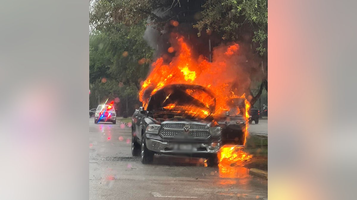 flames engulfing truck