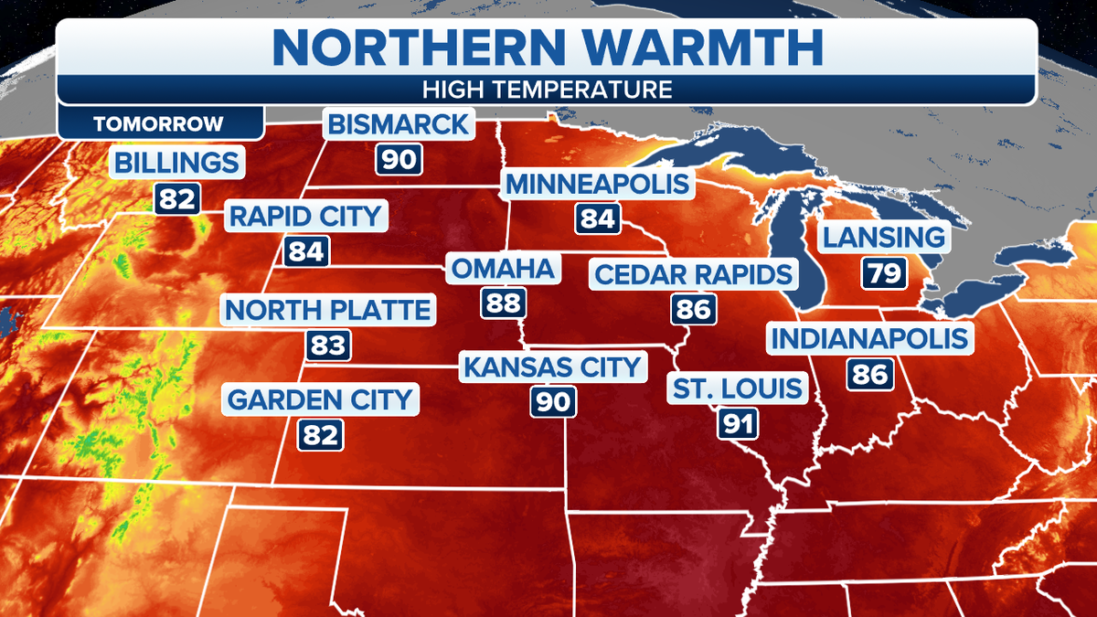 Midwest high temperatures forecast