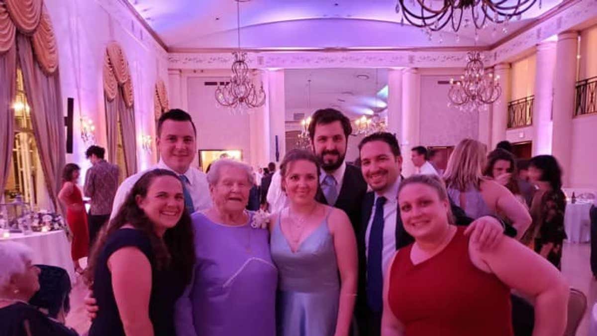 Lucia Arpino, second from the left in purple dress, Jill D'Amore's 97-year-old mother, was one of three victims killed in a triple homicide in Newton, Massachusetts, along with her daughter and son-in-law Bruno.