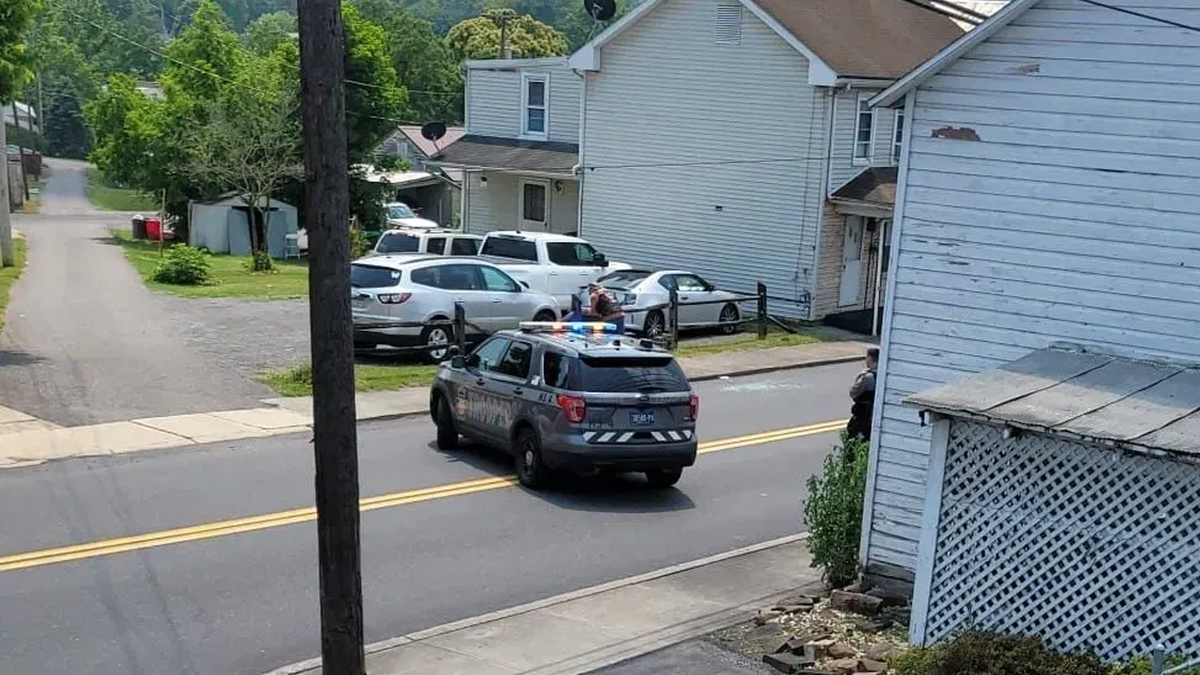 Wide shot of Pennsylvania trooper scene