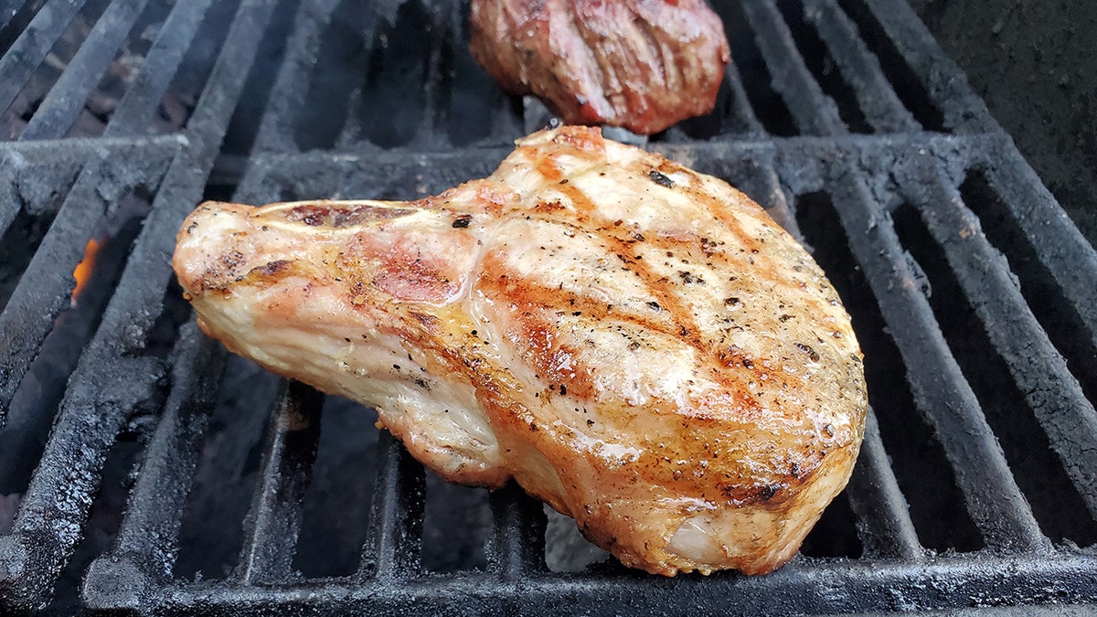 Pork chop on a grill