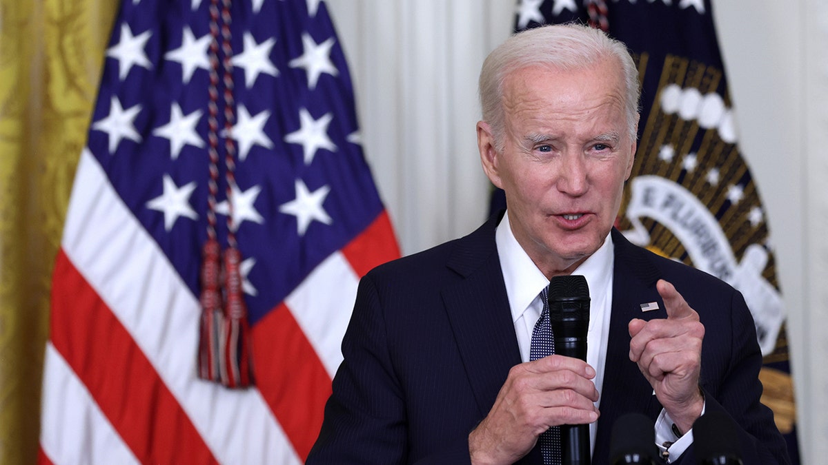 President Joe Biden speaks at the White House