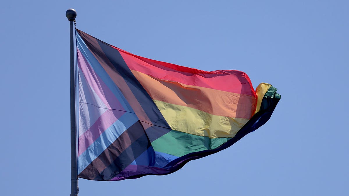 Pride flag on flagpole