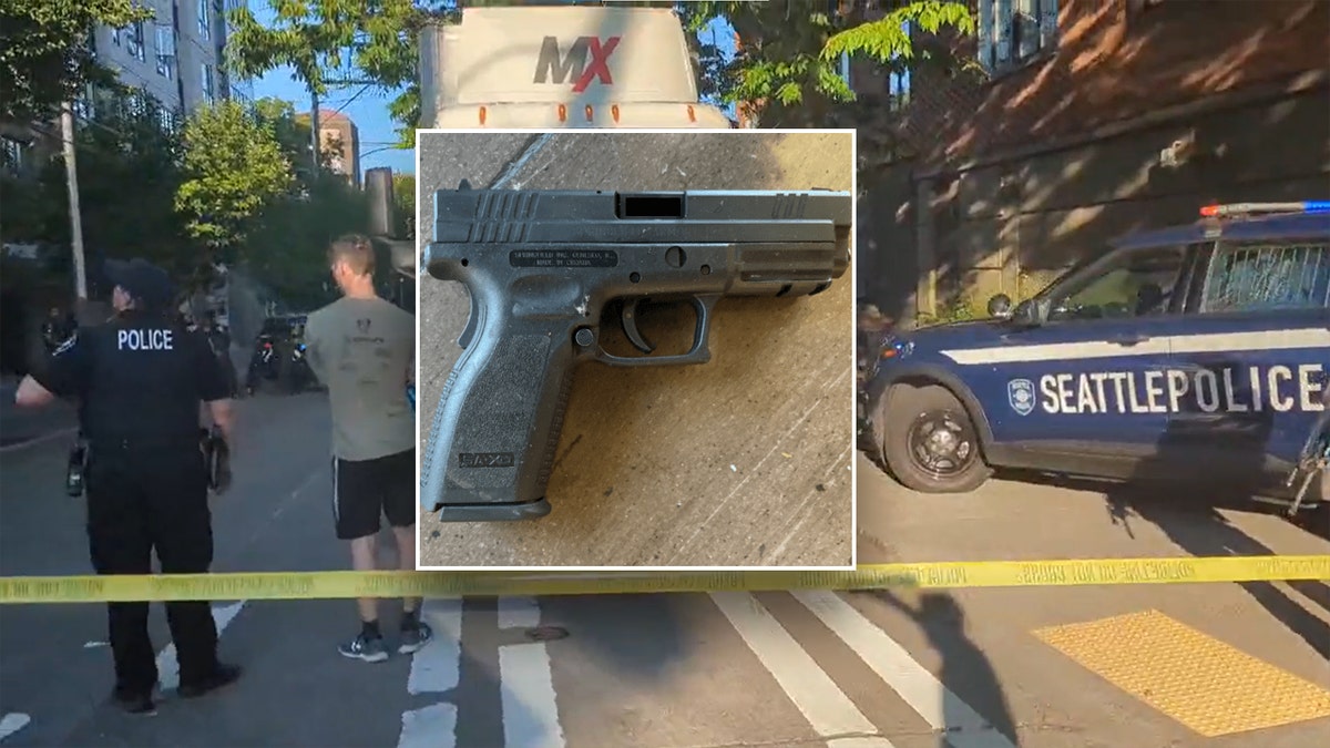 A gun, Seattle police officers