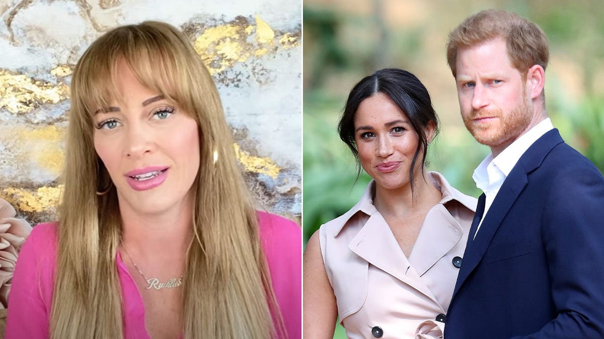 A split image of YouTuber Shallon Lester and Meghan Markle and Prince Harry