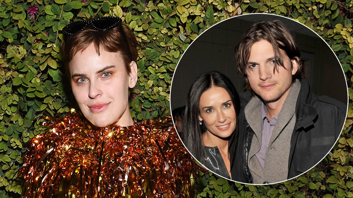 Tallulah Willis sparkles in glittering gold dress, Ashton Kutcher and Demi Moore pose for pictures
