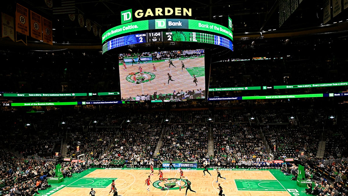 A view of the Boston Celtics playing at TD Garden 