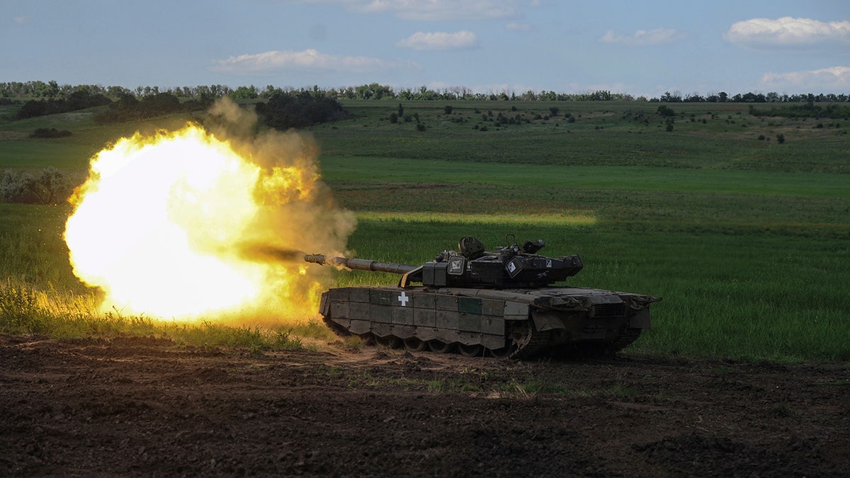 A Ukrainian tank