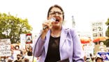 Rep. Rashida Tlaib spoke to protesters in front of the White House at the "Stop Mount Valley Pipeline" on June 8.