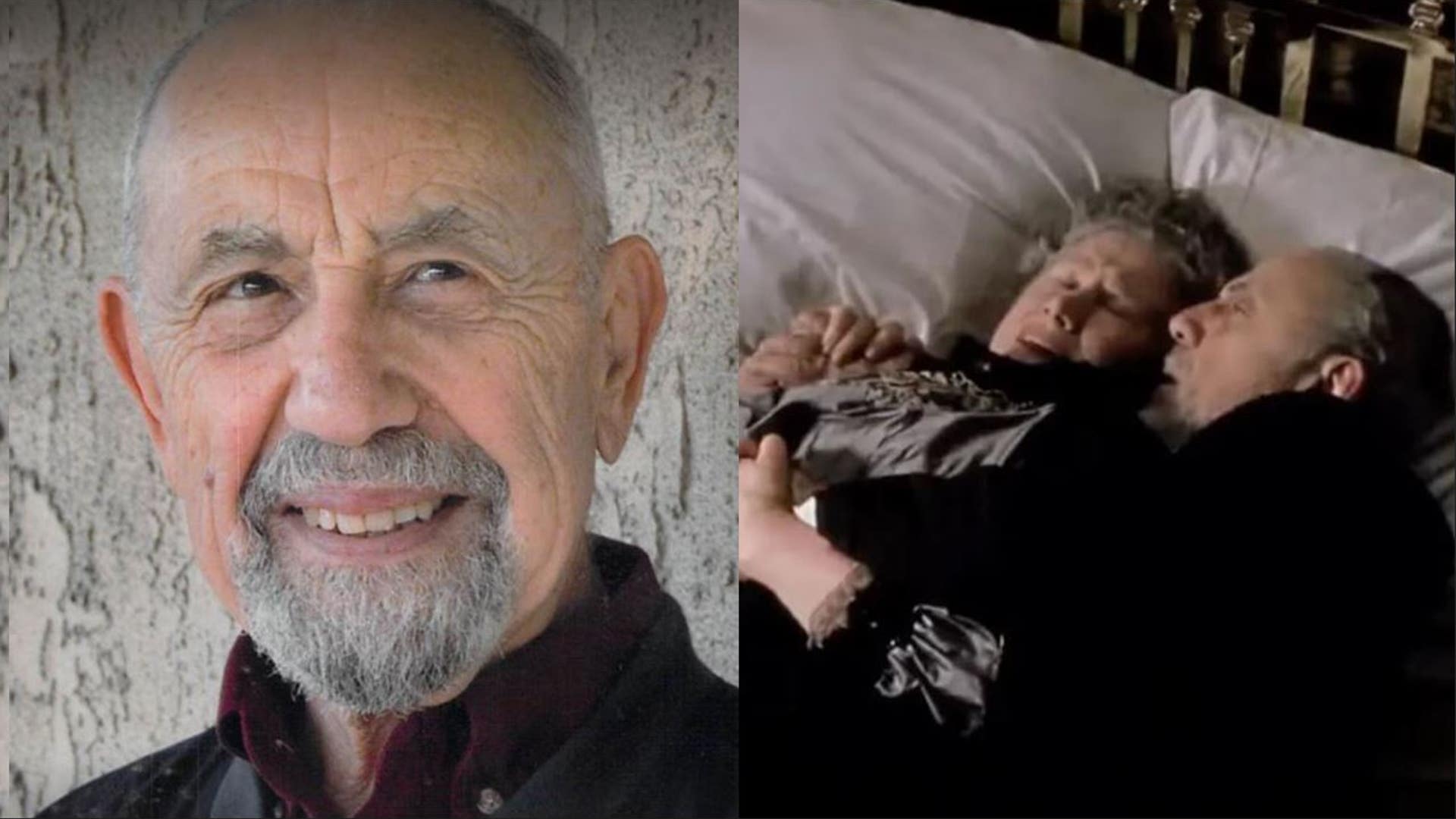 A split of Lew Palter's head shot and him as doomed Titanic passenger Isidor Straus