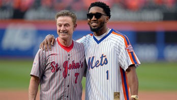 St. John's coach Rick Pitino throws out first pitch to Donovan Mitchell at Subway Series