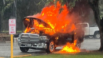 Lightning strike torches pickup truck in Texas during thunderstorm, wild photos show