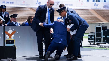 FLASHBACK: Biden, who just fell on stage, once mocked Trump for carefully walking down ramp at commencement