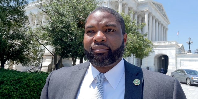 Rep. Byron Donalds stands outside of the U.S. Capitol ahead of the debt ceiling vote
