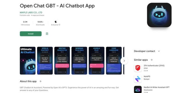 Bate-papo GPBT falso chatbot