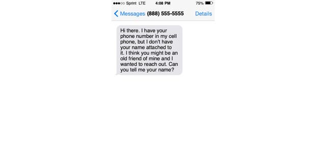 An example of a fake text that directs people to give their information.