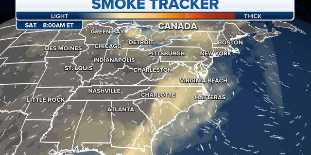 Canadian wildfire smoke has pushed eastward